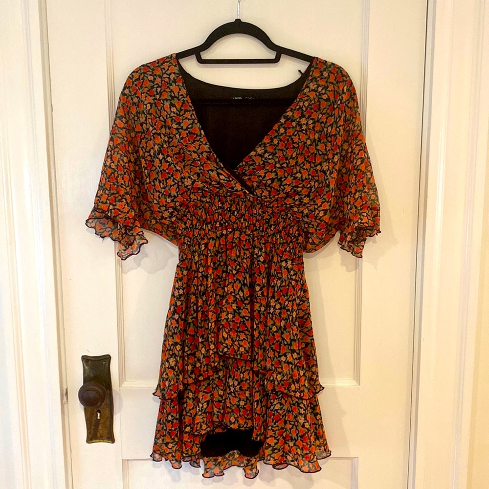 Zara floral mini dress